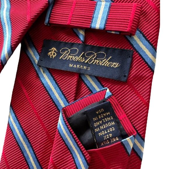 Brooks Brothers vintage silk/cotton twill heavyweight power stripe tie 4” w - Picture 3 of 4